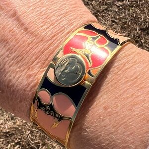 Spartina 449 "Mary Lavinia" Gold-Tone Enamel Hinged Bangle Bracelet